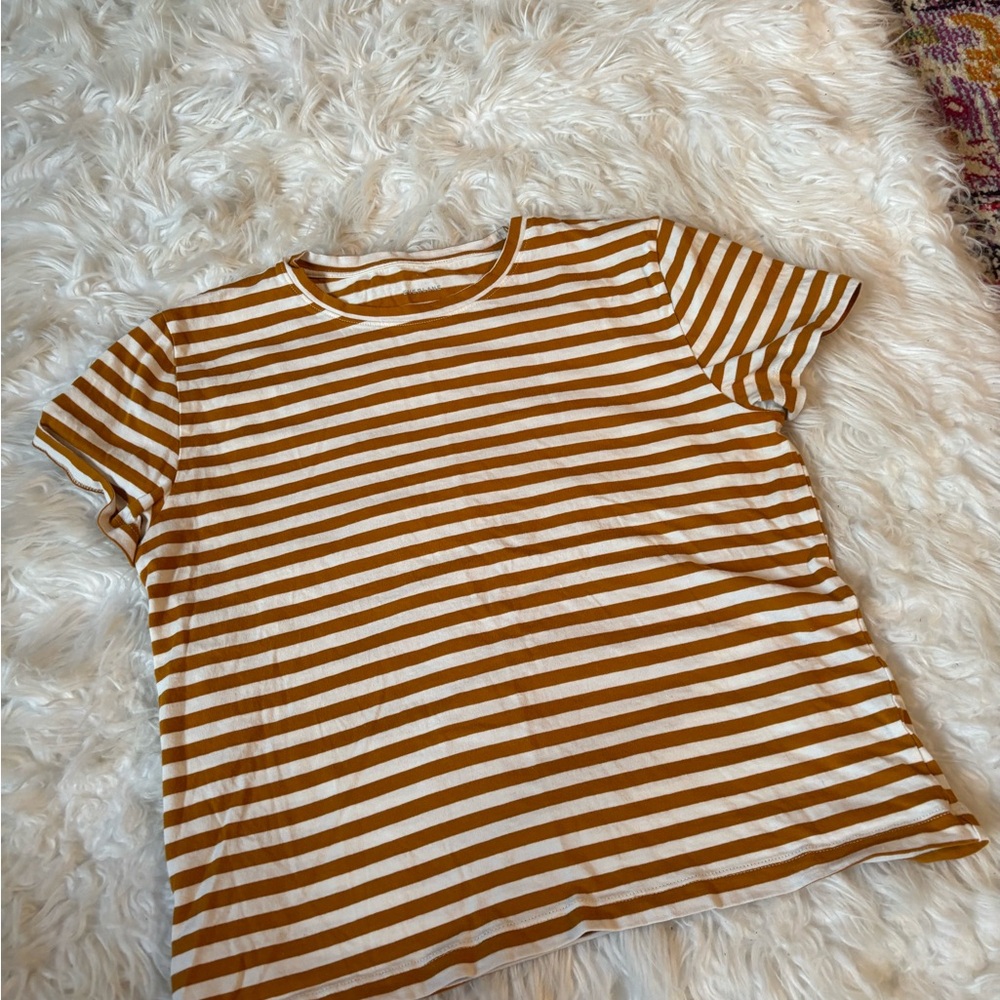 Everlane Mustard and White Striped Tee